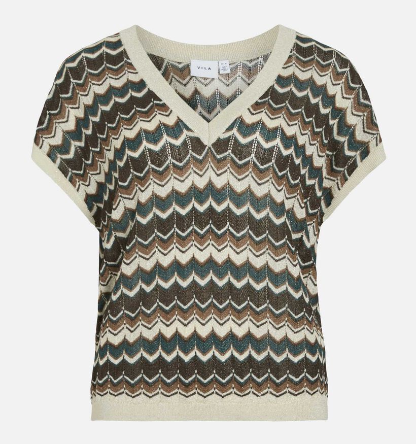Vila Ember Glitter V-Neck Pull en Vert pour femmes (374277)