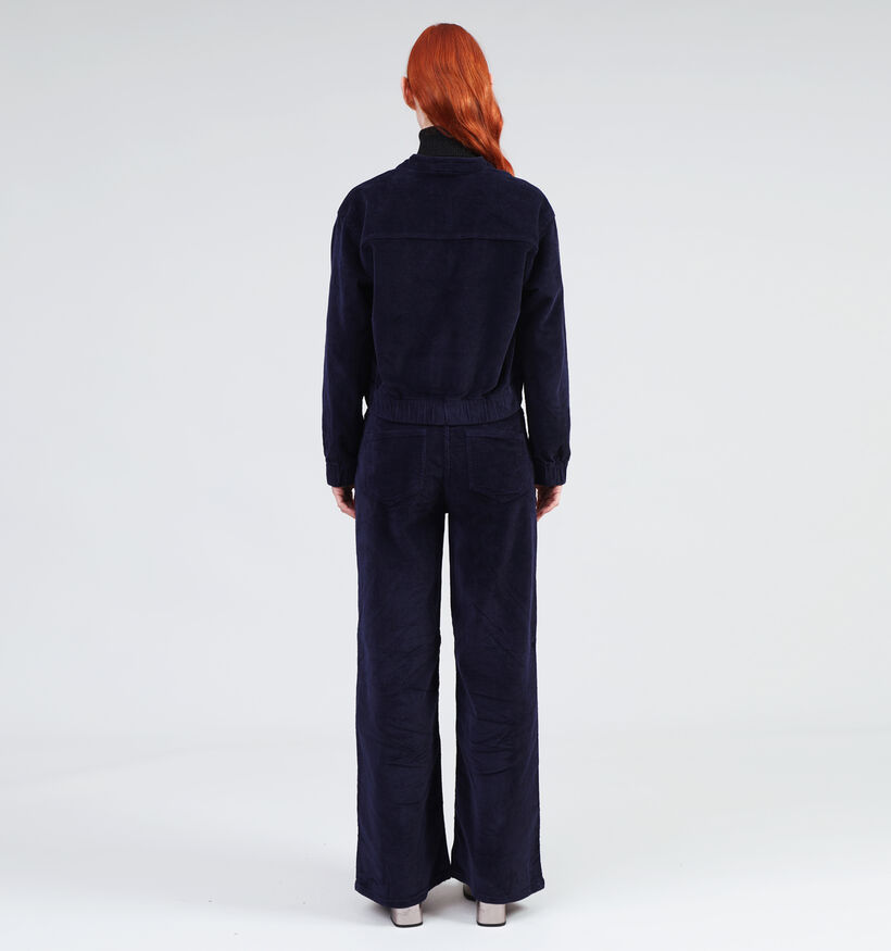 Pieces Rillo Blauw Corduroy bomber vest voor dames (348382)