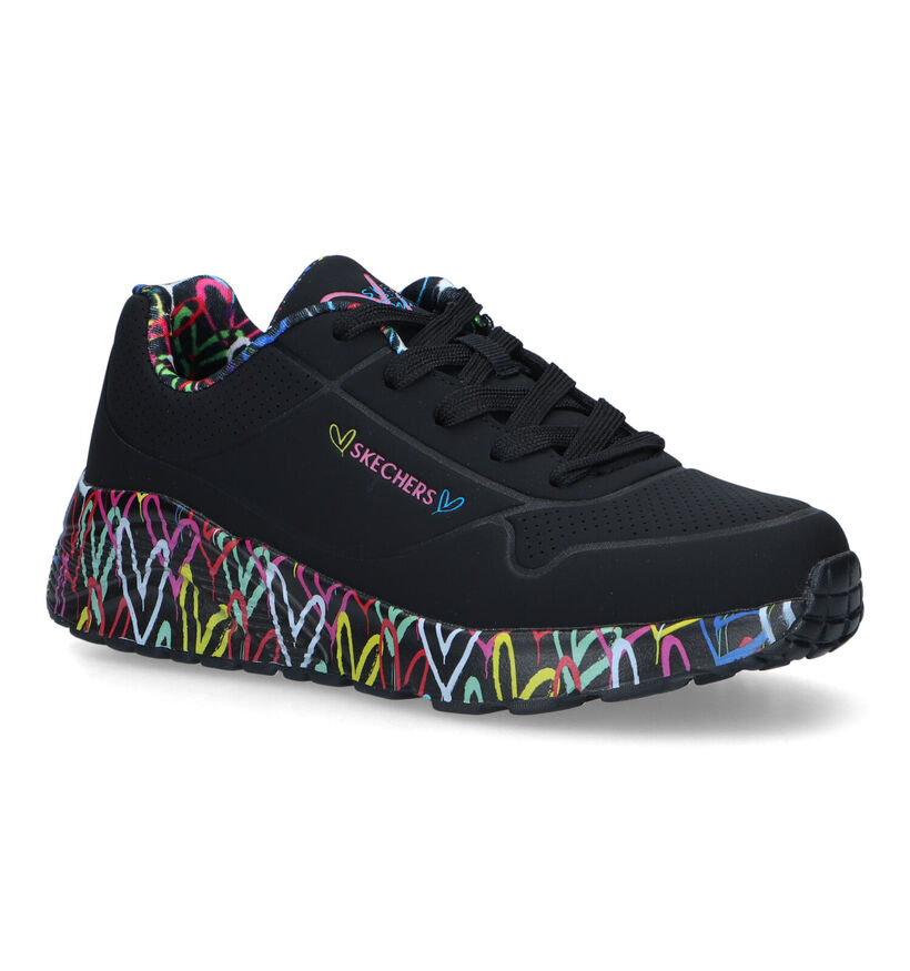 Skechers Uno Lite Lovely Luv Baskets en Noir pour filles (326444)