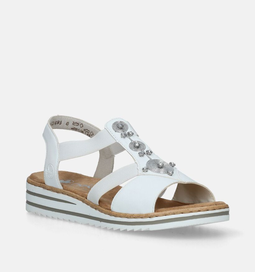 Rieker Witte Sandalen met sleehak voor dames (339057)