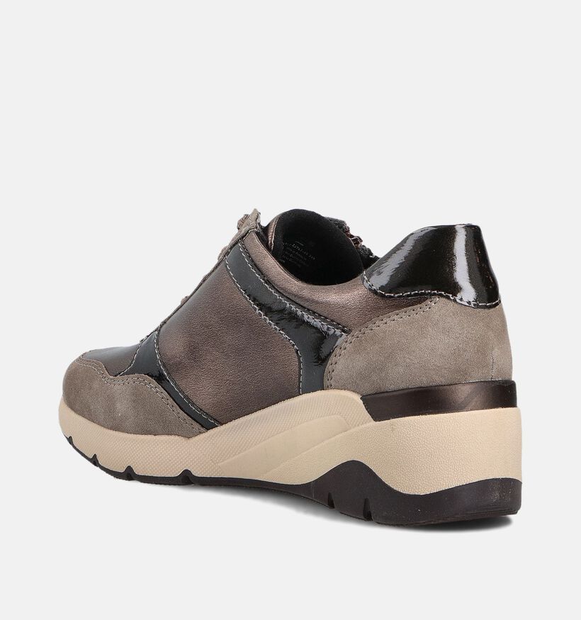 Jana Taupe Sneakers met Veter en Rits voor dames (360424) - geschikt voor steunzolen
