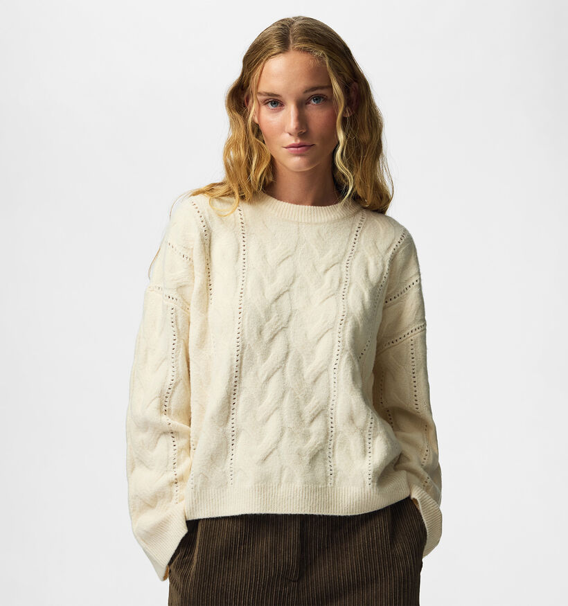 Pieces Kathy Cable Knit Pull Beige Clair pour femmes (378373)