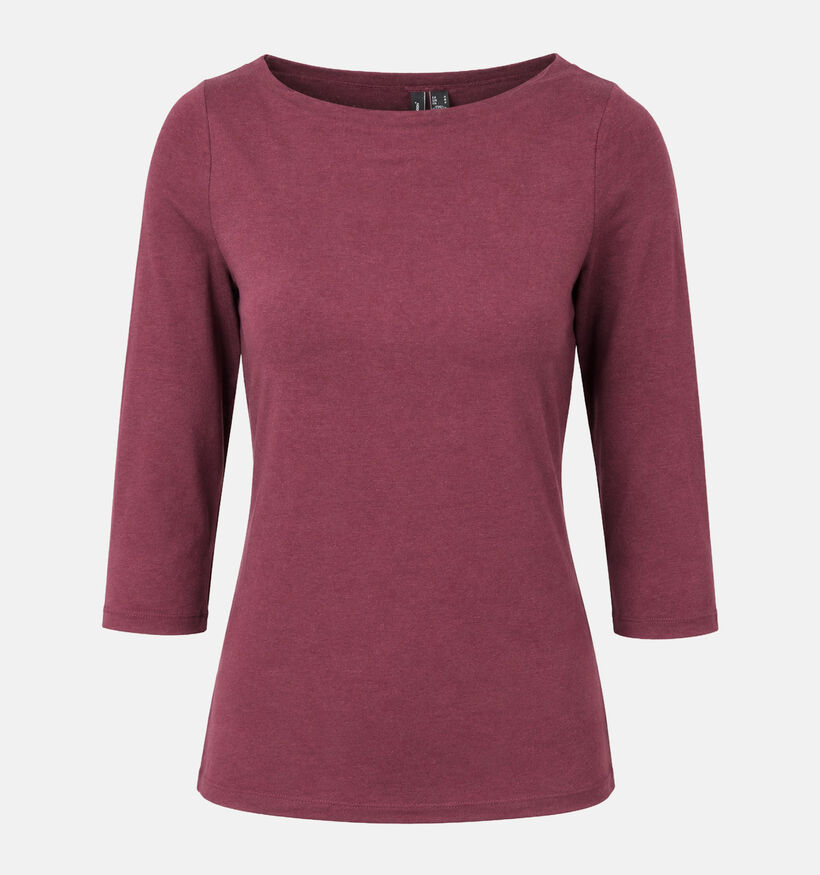 Vero Moda Panda Modal Bordeaux T-shirt met Halflange Mouwen voor dames (377623)