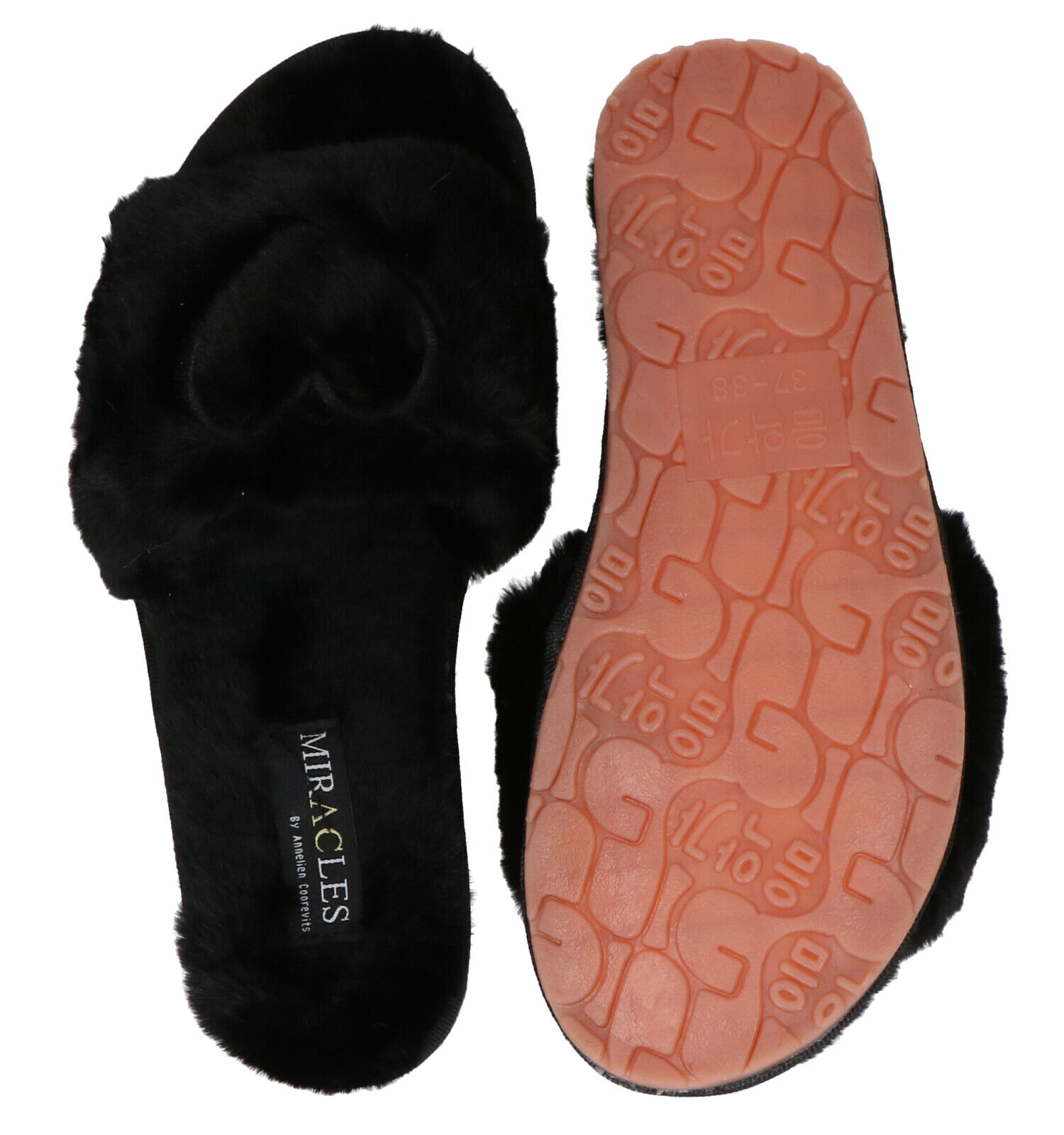 Miracles Annelien Pantoufles en Noir Femmes Pantoufles en
