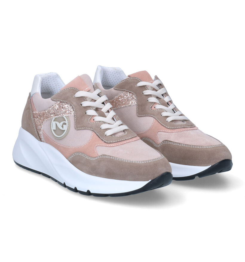 NeroGiardini Taupe Sneakers in leer (307511)