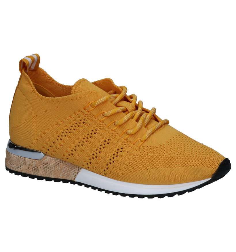 La Strada Baskets basses en Jaune ocre en textile (273207)