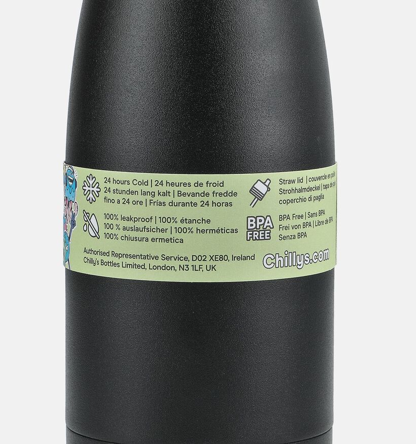 Chilly's Kids Bottle Gourde en Noir 350ml pour filles, gar&ccedil;ons (383663)
