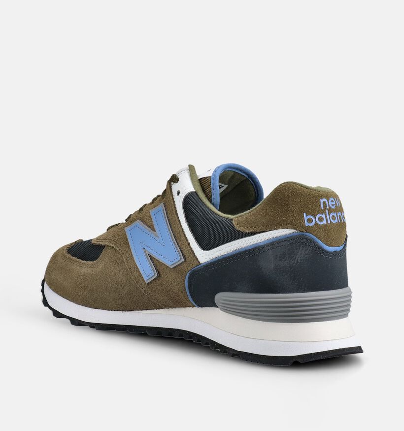 New Balance 574 Baskets en Vert pour hommes (366265) - pour semelles orthop&eacute;diques