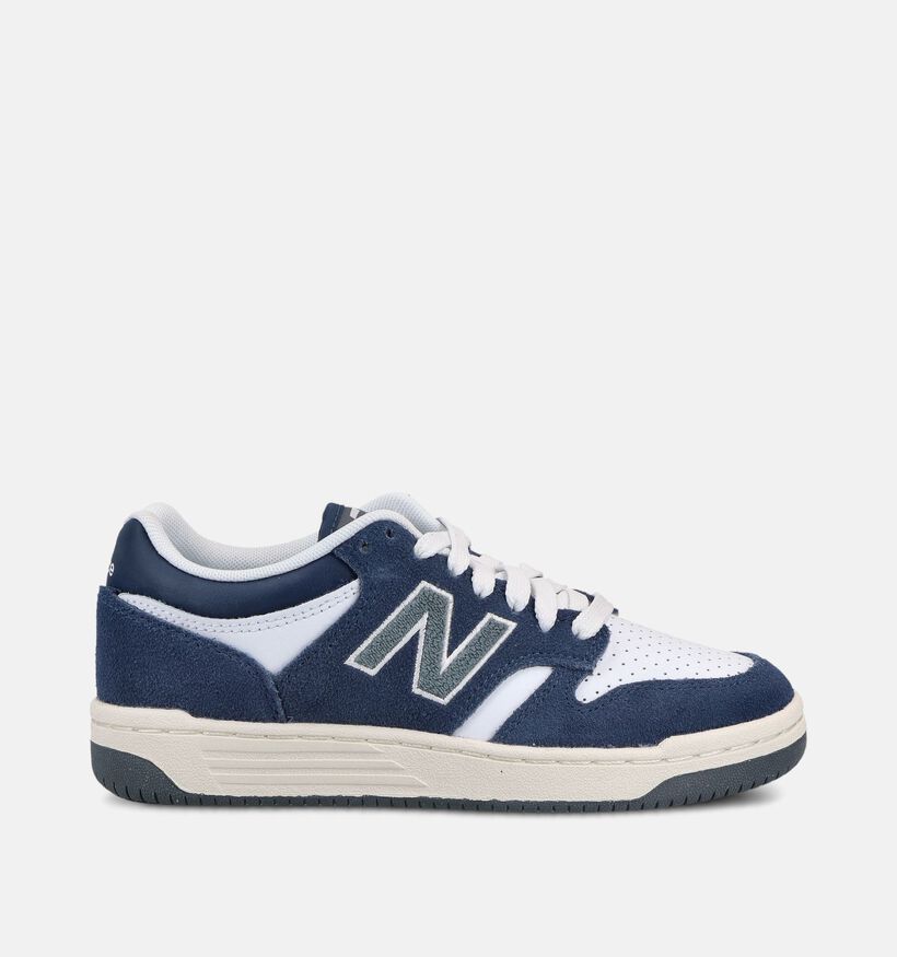 New Balance 480 Baskets en Bleu fonc&eacute;/Blanc pour gar&ccedil;ons (366226) - pour semelles orthop&eacute;diques