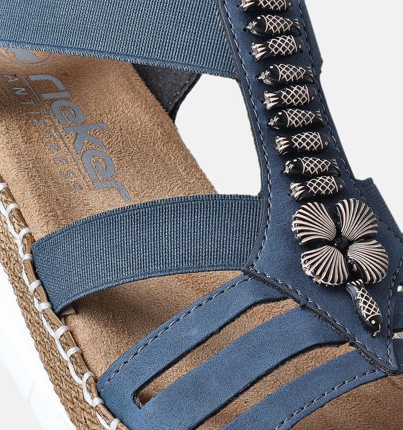 Rieker Sandales talon compensé en Bleu pour femmes (354929)