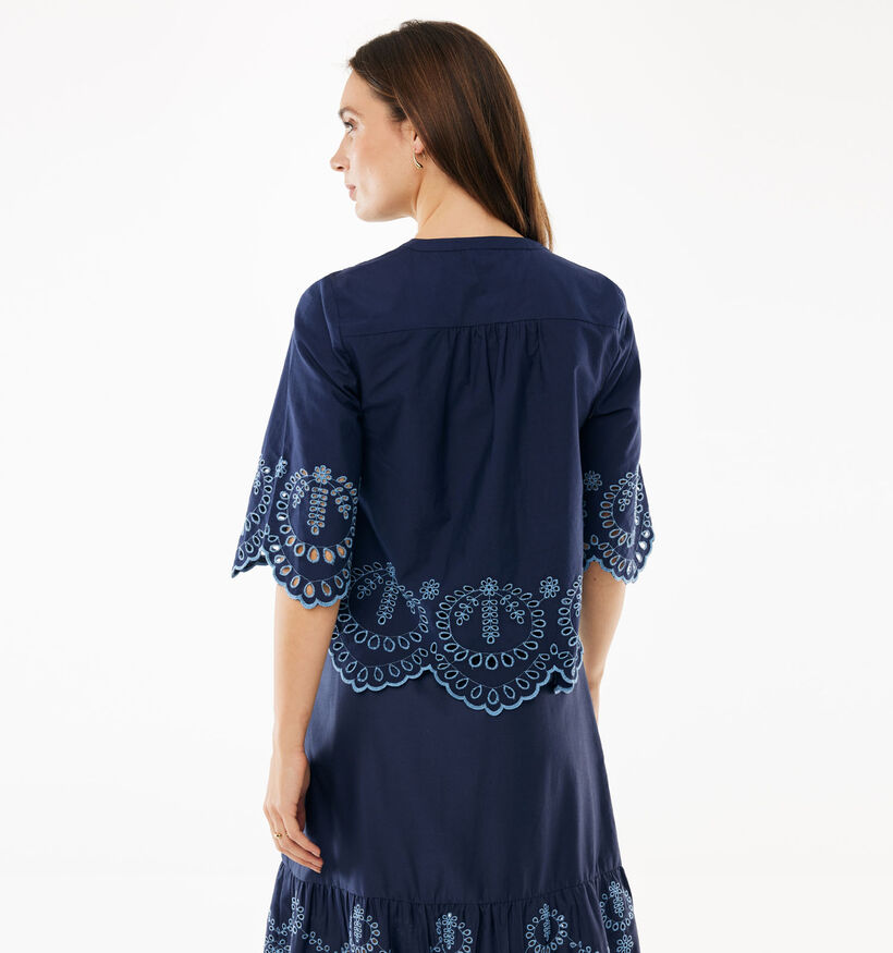 Mexx Poplin Embroidery Donkerblauwe Blouse voor dames (368584)