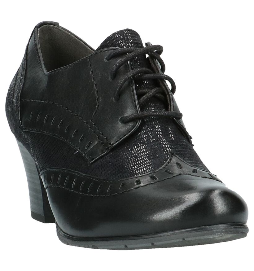 Jana Zwarte Veterschoen met Hak, , pdp