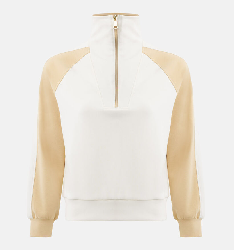 Mexx Half-Zip Lichtbruine/Witte Sweater voor dames (368536)