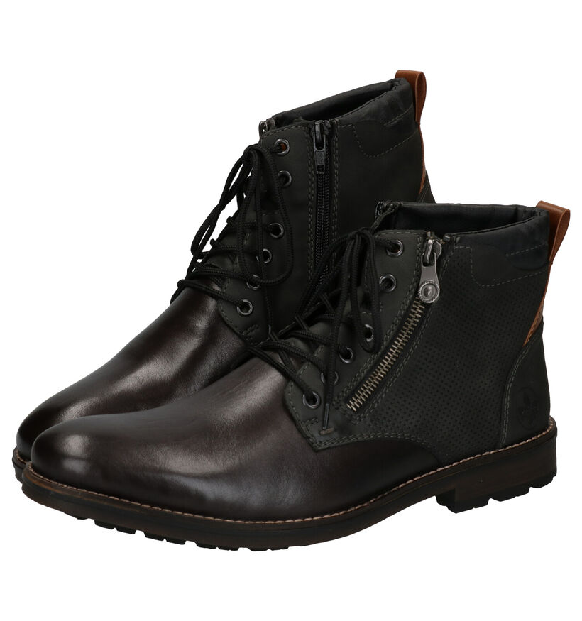 Rieker Grijze Veterboots in leer (315613)