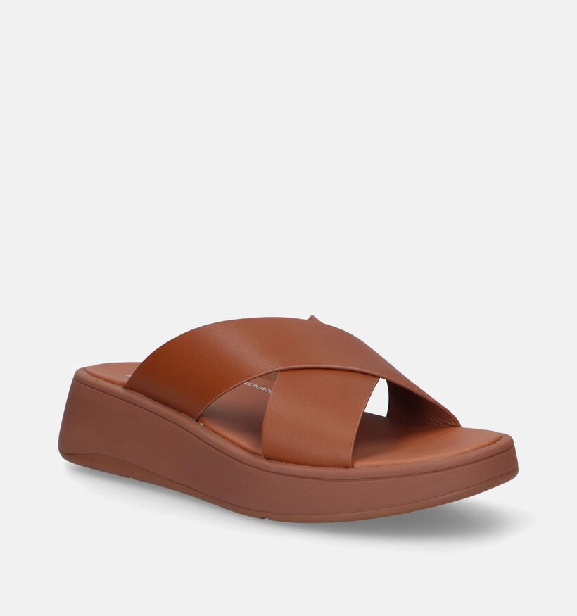 FitFlop F-Mode Flatform Cross Slides Cognac Slippers voor dames (336989)