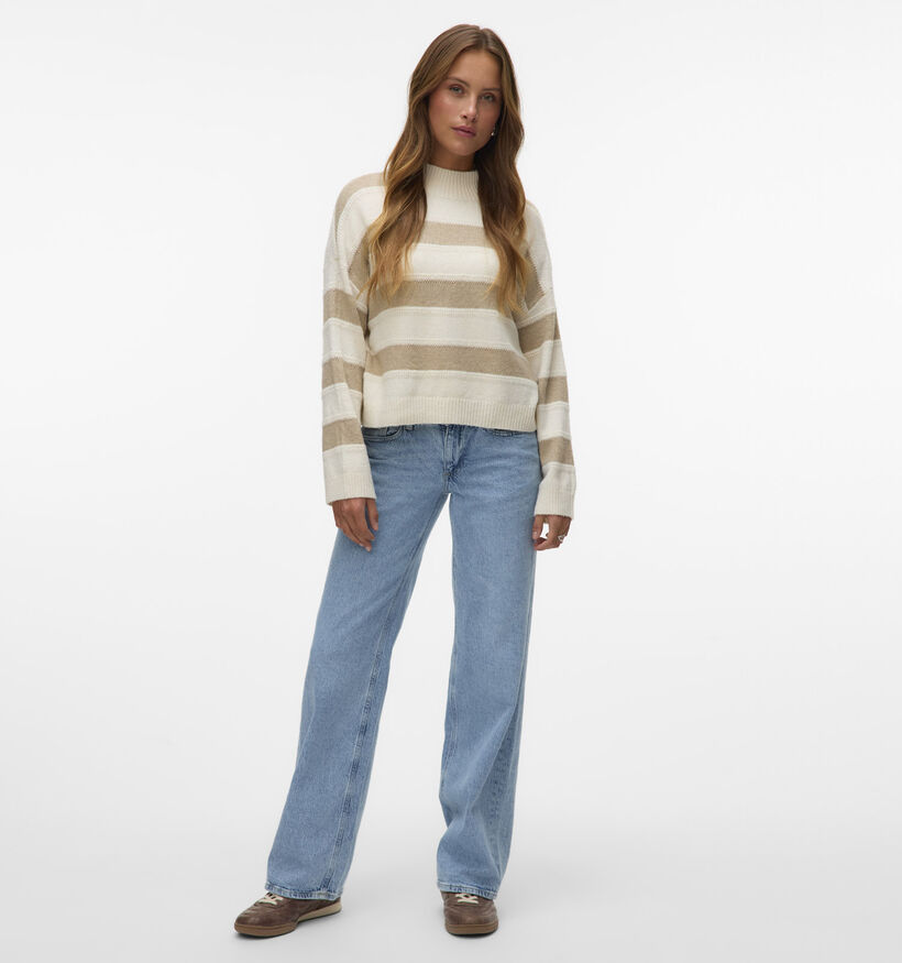 Vero Moda Inez LS Highneck Lichtbeige Pull voor dames (361221)
