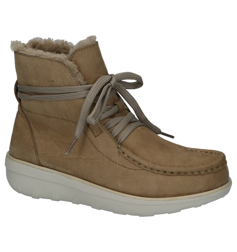 FitFlop Loaff Lace-up Beige Bottines, , pdp