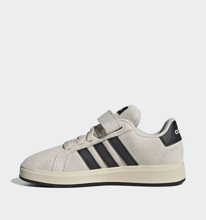 adidas Grand Court 00s Ecru/Zwarte Sneakers voor jongens (365415) - geschikt voor steunzolen