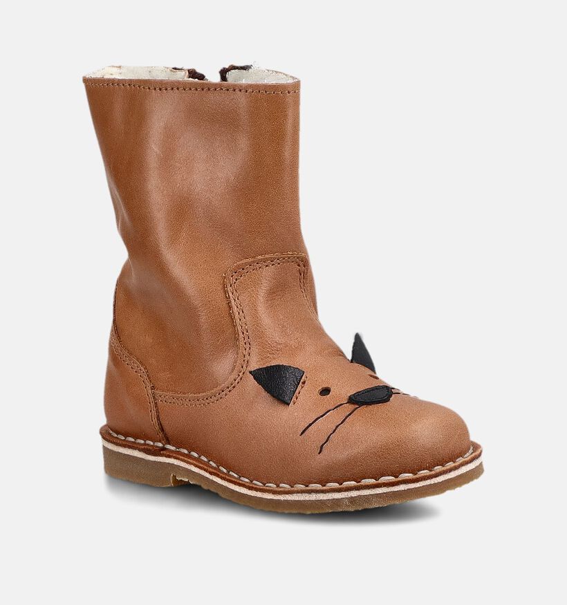 Milo & Mila Cognac Lange Laarzen met Rits voor meisjes (379052)