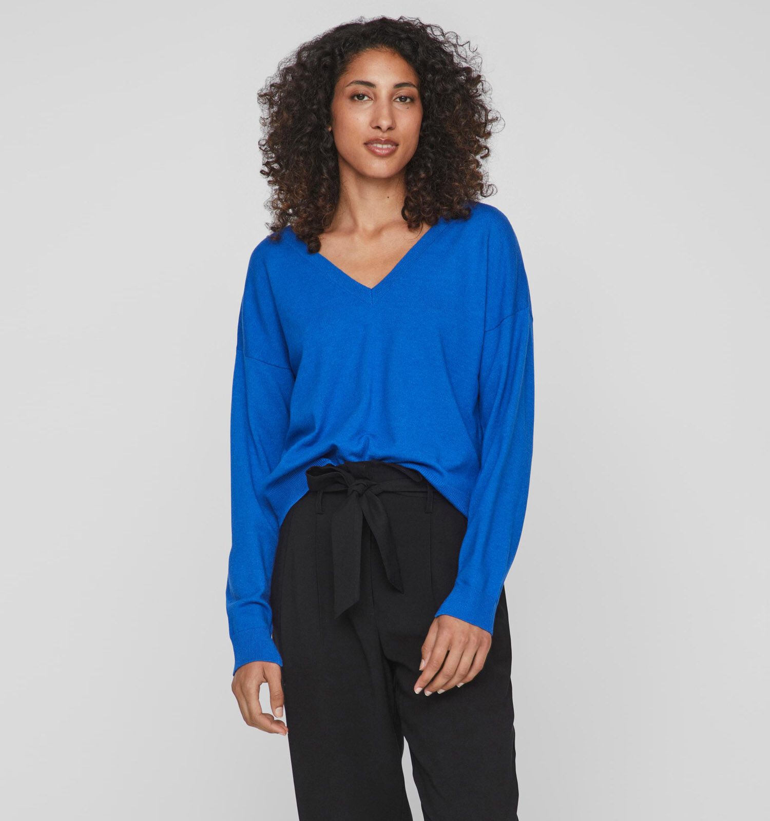 Lichtblauwe trui shop v hals