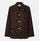Pieces Amina Geruite Donkerbruine Blazer voor dames (379330)