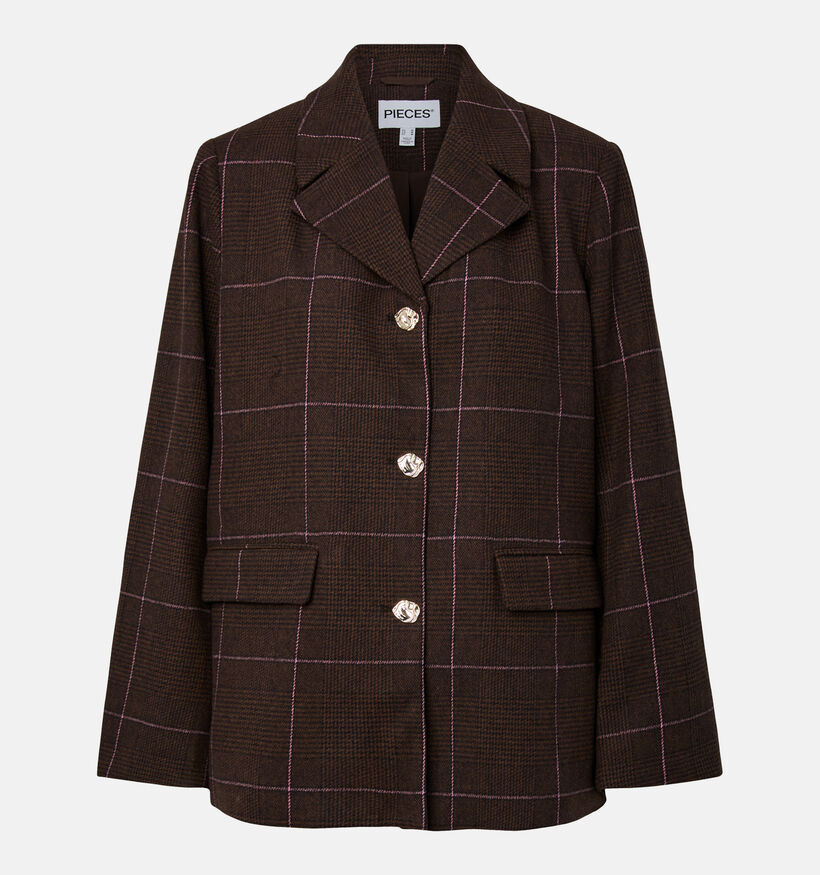 Pieces Amina Geruite Donkerbruine Blazer voor dames (379330)