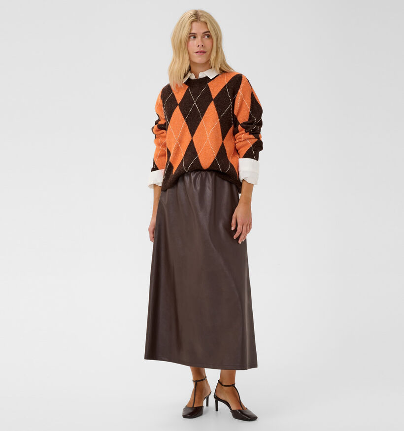 Culture Argyle Pull en Marron/Orange pour femmes (380484)