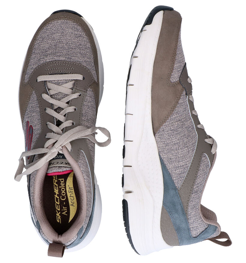Skechers Arch Fit Grijze Sneakers in leer (295638)