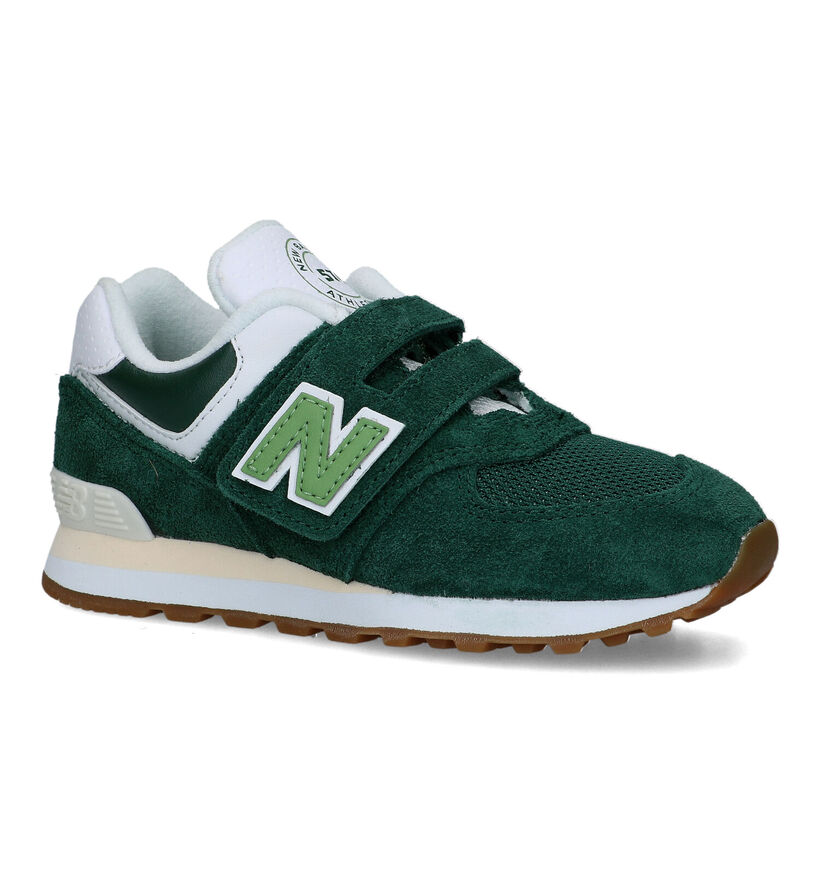 New Balance PV574 Baskets en Vert pour garçons (319260) - pour semelles orthopédiques