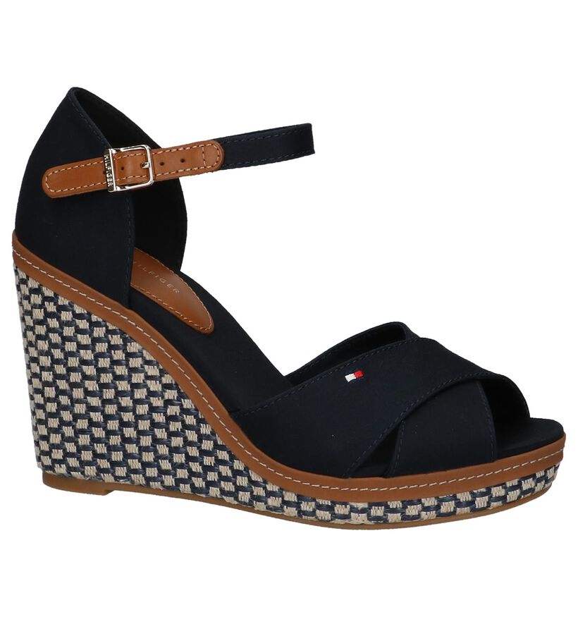 Donker Blauwe Tommy Hilfiger Sandalen met Sleehak, , pdp