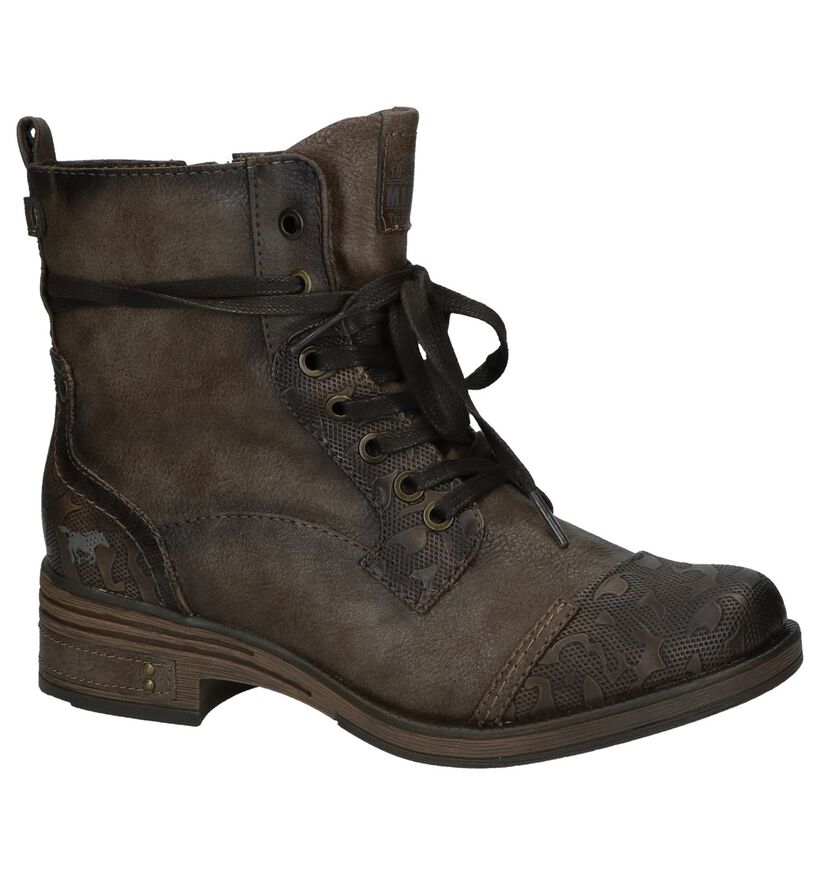 Donker Bruine Boots met Rits/Veter Mustang in kunstleer (231656)