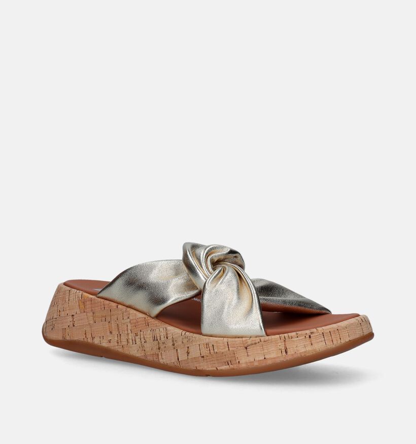 FitFlop F-Mode Twist Flatform Slides Gouden Slippers voor dames (336992)