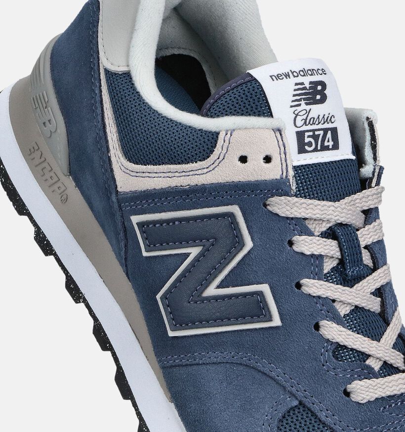 New Balance 574 Core Baskets basses en Bleu fonc&eacute; pour hommes (375105) - pour semelles orthop&eacute;diques