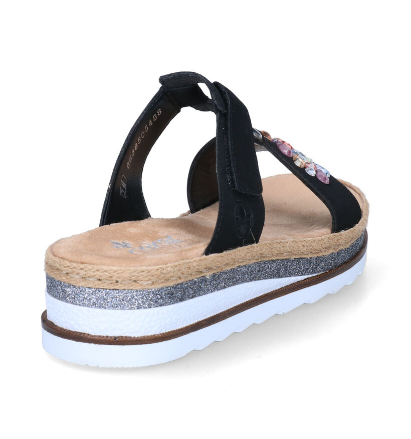 Rieker Zwarte Slippers in stof (307167)