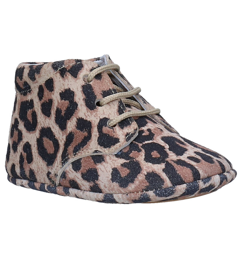 Beberlis Chaussons Bébé en Beige Leopard en cuir (281141)