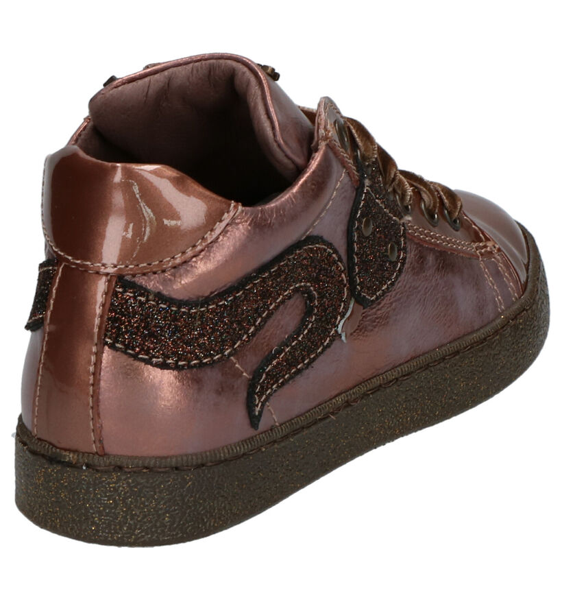 STONES and BONES Strac Metallic Roze Rits/Veterschoenen in leer (256776)