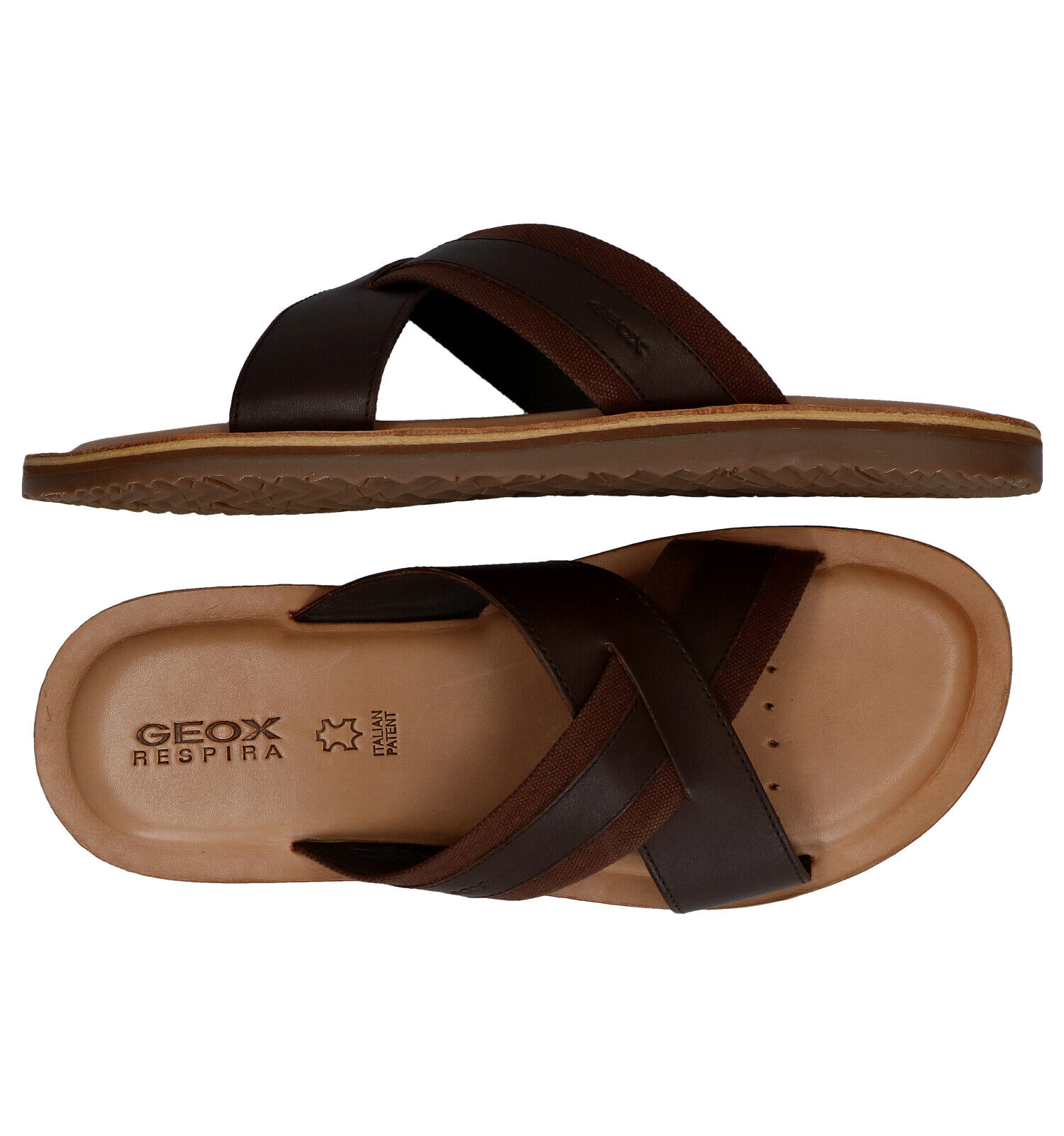 Geox Artie Bruine Slippers Heren Slippers Online op TORFS.BE