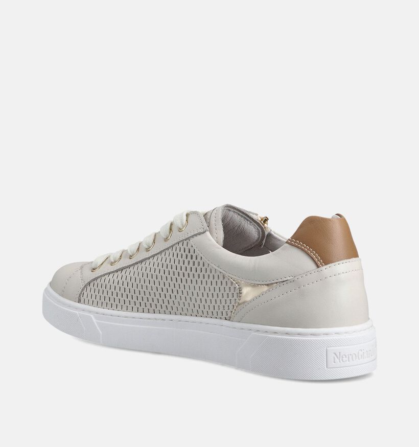 NeroGiardini Ecru Sneakers met Rits voor dames (369088) - geschikt voor steunzolen