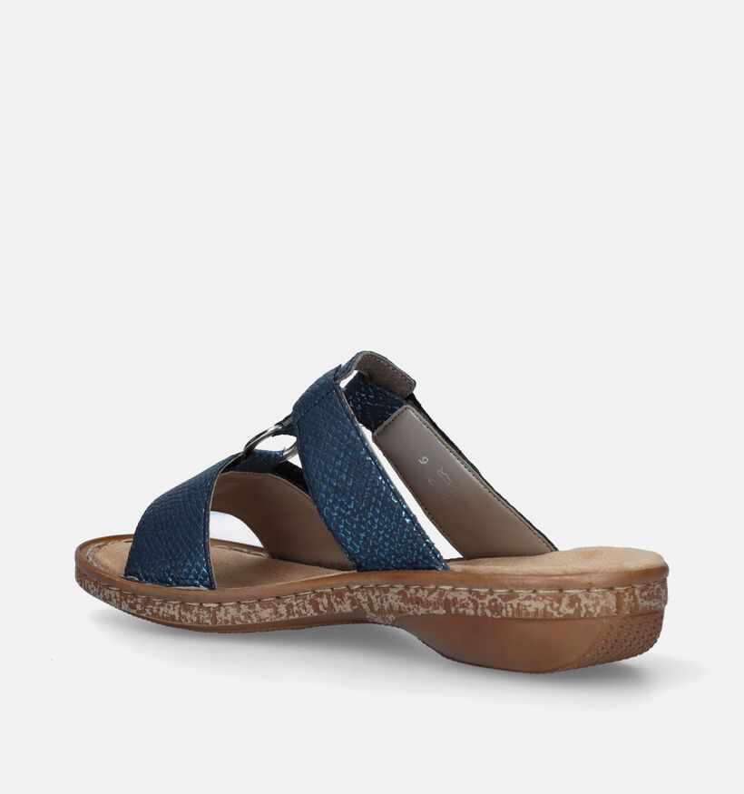 Rieker Nu-pieds plates en Bleu foncé pour femmes (339077)