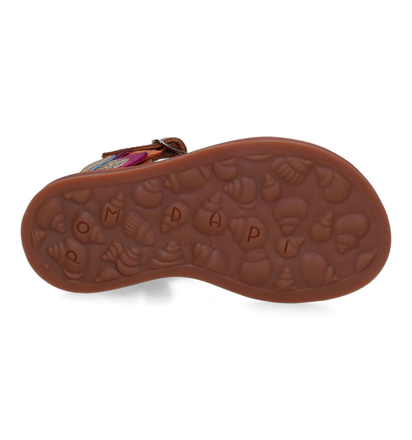 Pom d'Api Plagette Colibri Sandales en Cognac pour filles (304786)