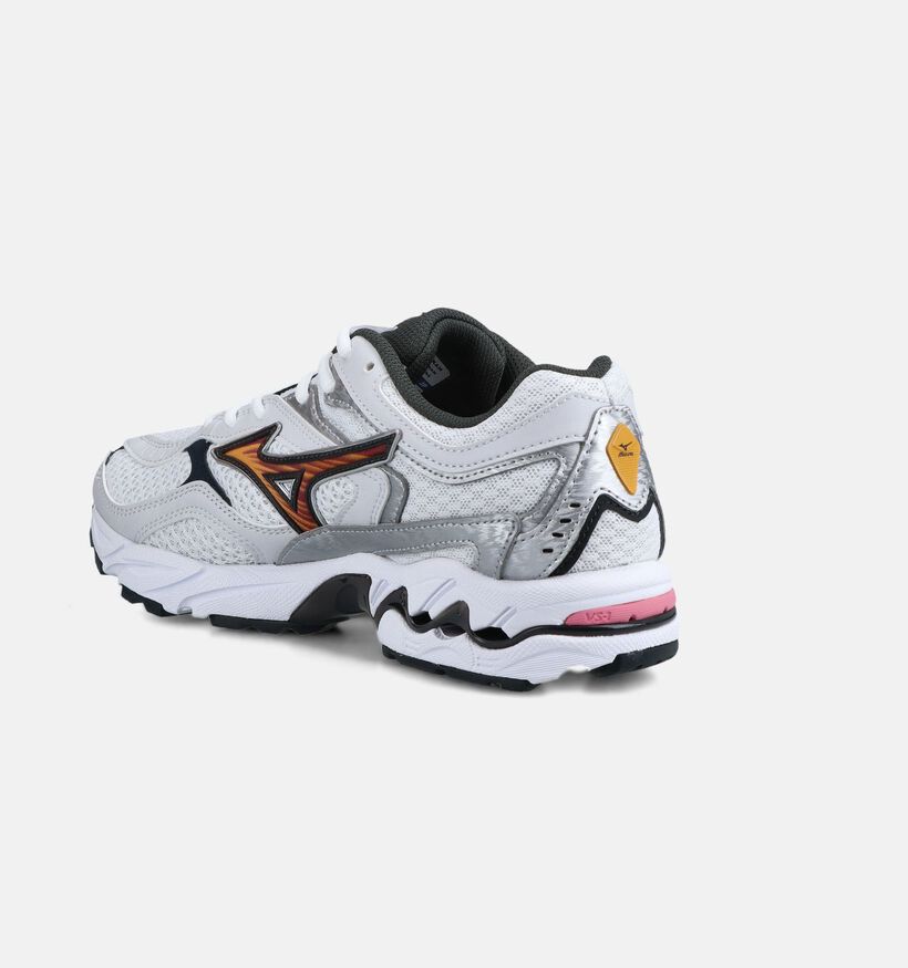 Mizuno Wave Mustang LS Baskets en Blanc/Argent pour femmes (376212) - pour semelles orthop&eacute;diques