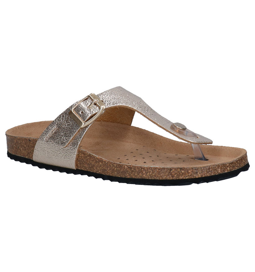 Geox Brionia Goude Teenslippers in leer (301732)