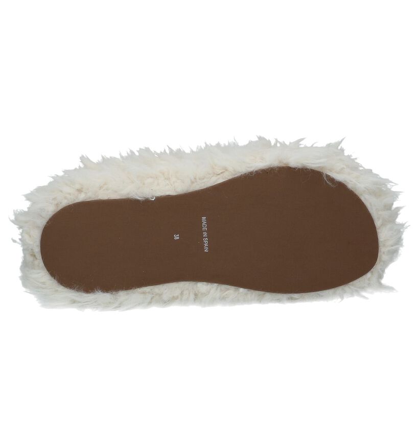 Hampton Bays Pantoufles fermées en Écru en faux fur (232362)