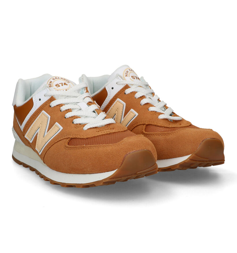 New Balance U 574 Baskets en Cognac pour hommes (319209) - pour semelles orthopédiques