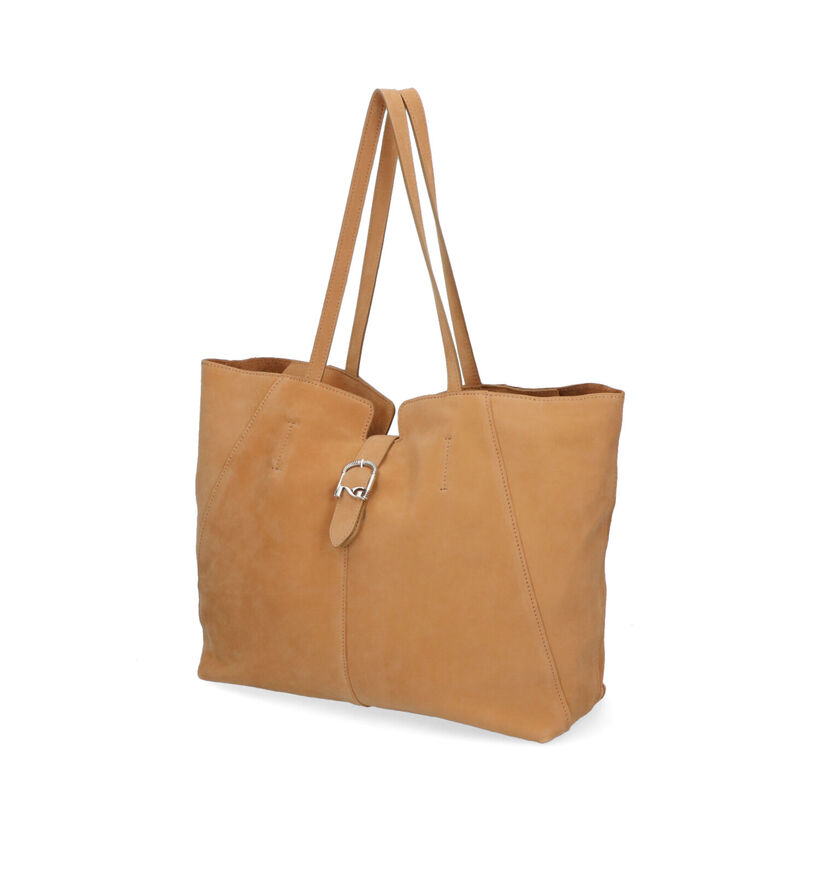 NeroGiardini Cognac Shopper Tas in daim (307476)