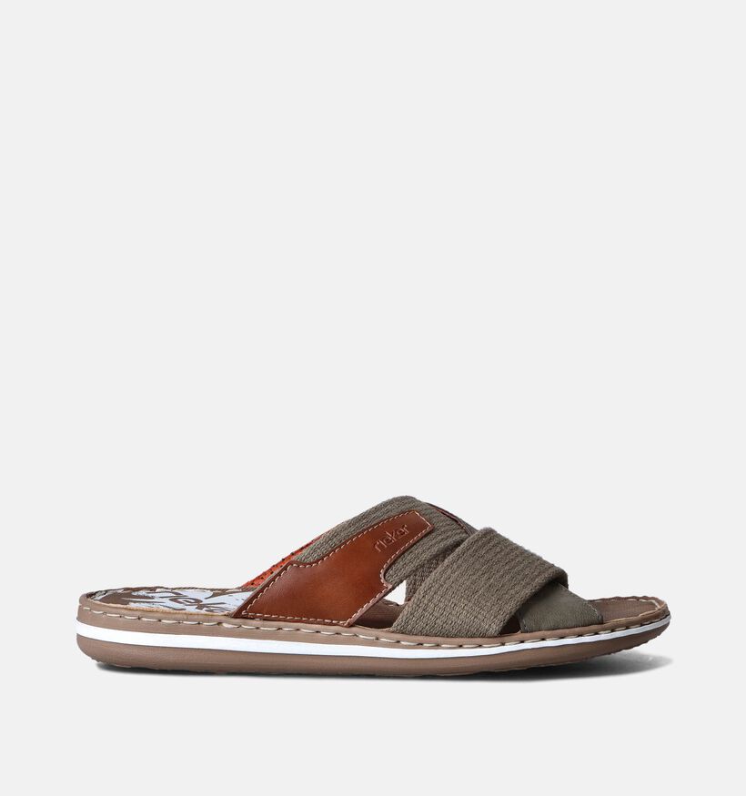 Rieker Nu-pieds casual en Vert kaki pour hommes (354819)