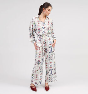 Rue Mazarine Zola Pantalon Large Blanc avec Imprimé pour femmes (357937)