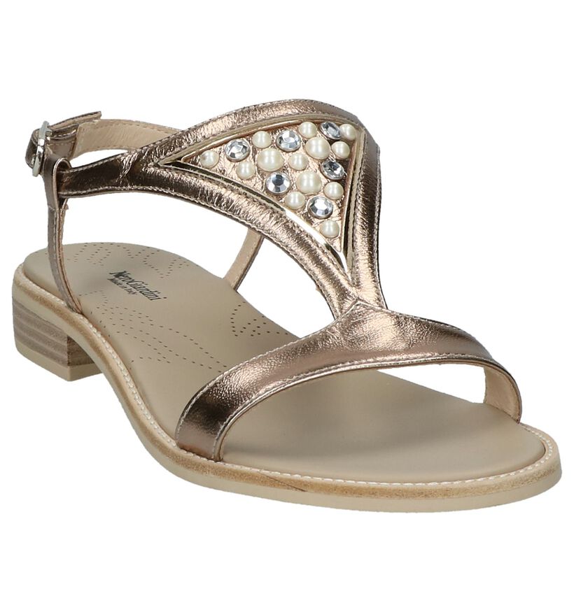 NeroGiardini Gouden Sandalen met Steentjes, , pdp