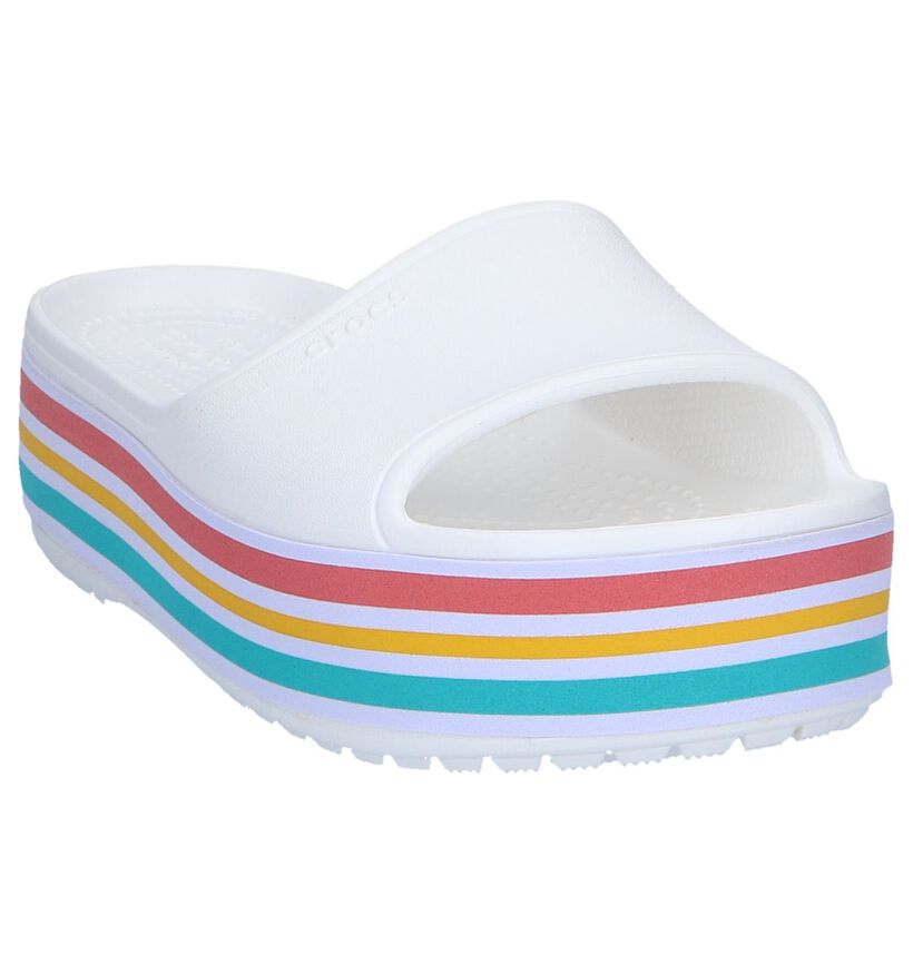 Crocs Platform BLD Color Slide Claquettes de piscine en Blanc en synthétique (244746)