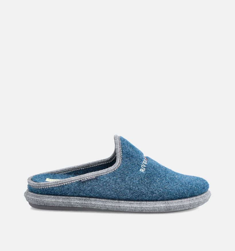 River Woods Harald Pantoufles en Bleu/Gris pour hommes (381209) - pour semelles orthop&eacute;diques